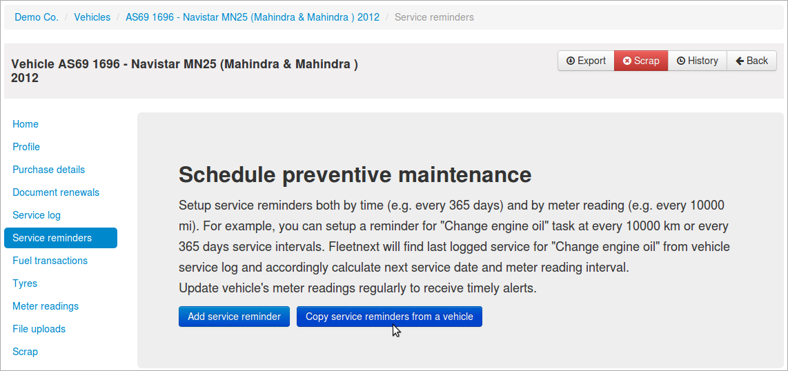 service reminder