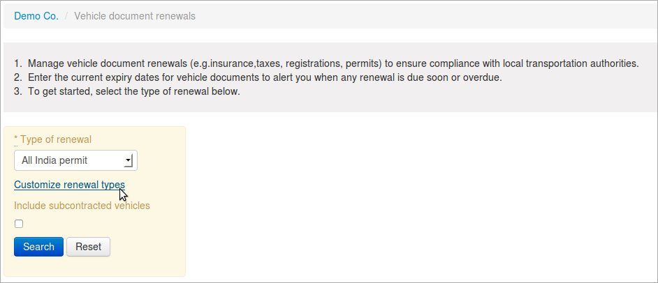 Select Customize renewal types