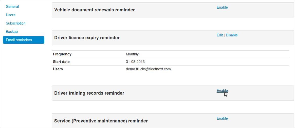 Reminder Settings