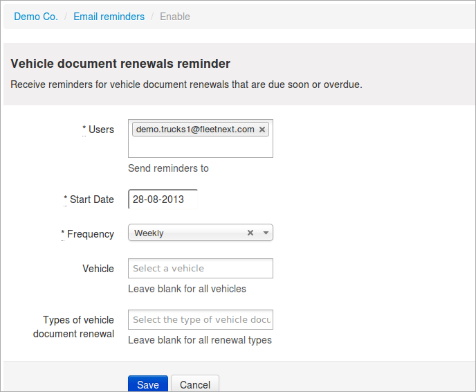 reminder form
