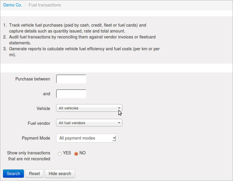 Giving search details