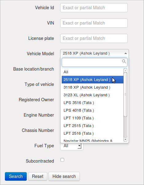 Give parameters for seaching